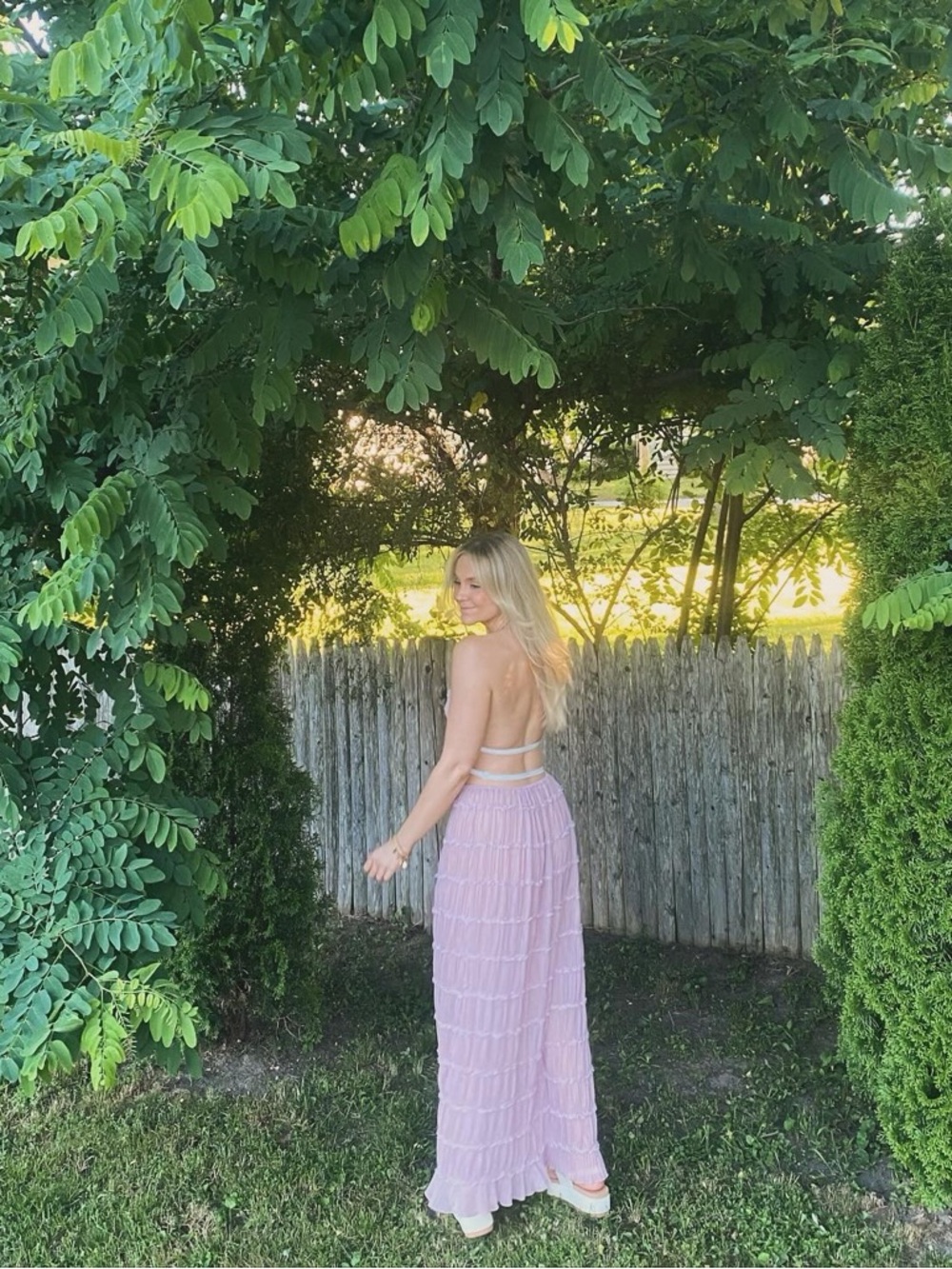 Lilac Tiered Maxi skirt set with Open Sides and back - Picture 2 of 5